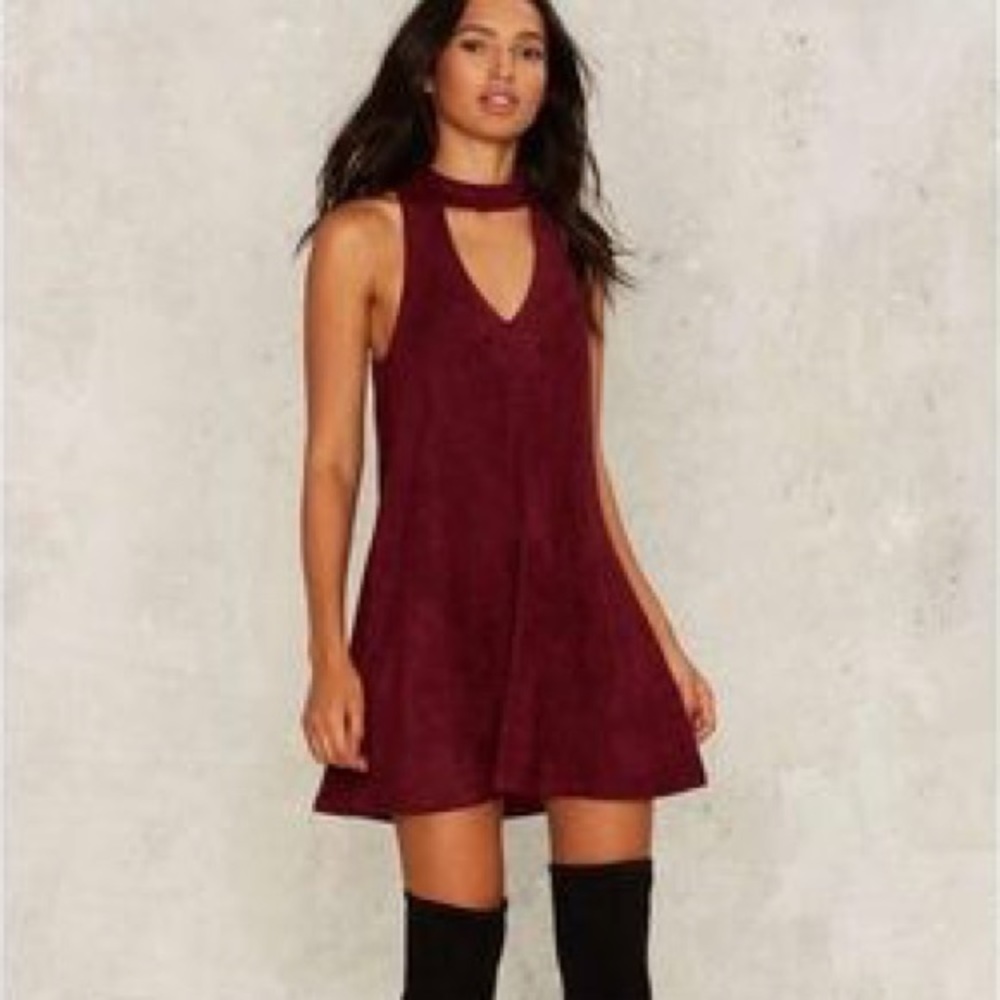 Nasty Gal Red Vegan Suède Dress